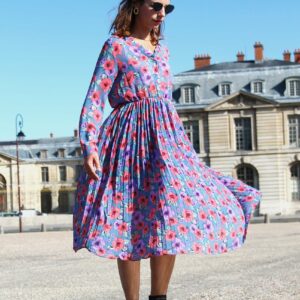 Absolème robe midi plissée à imprimé fleuri