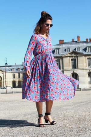Absolème robe midi plissée à imprimé fleuri