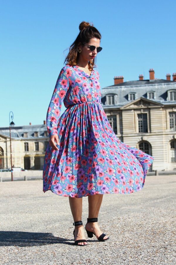 Absolème robe midi plissée à imprimé fleuri