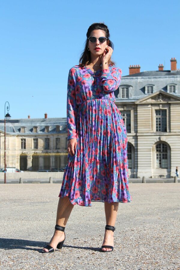 Absolème robe midi plissée à imprimé fleuri