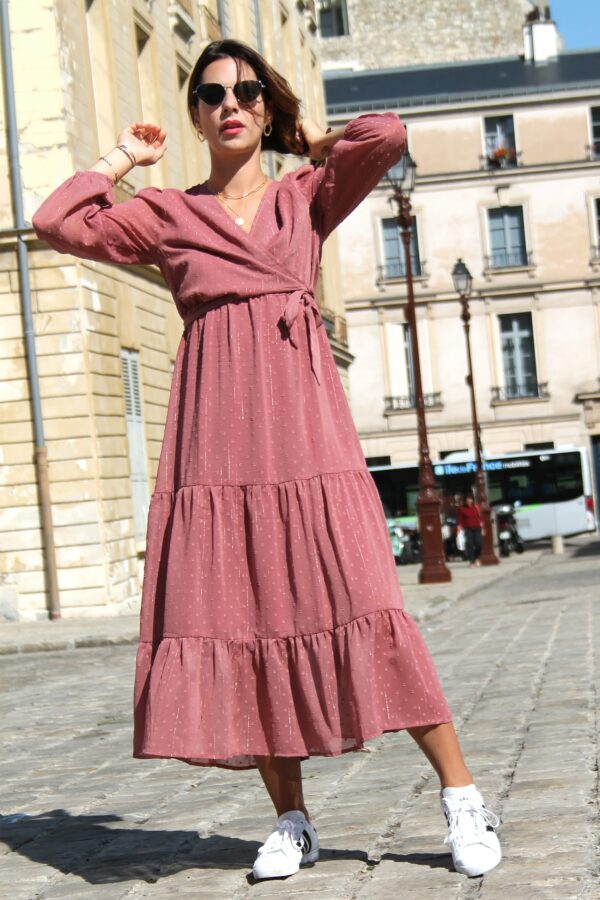 Absolème robe longue rose style bohème