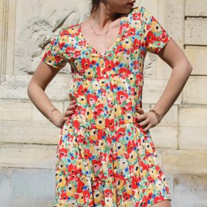 Absolème robe d'été babydoll à motif fleuri