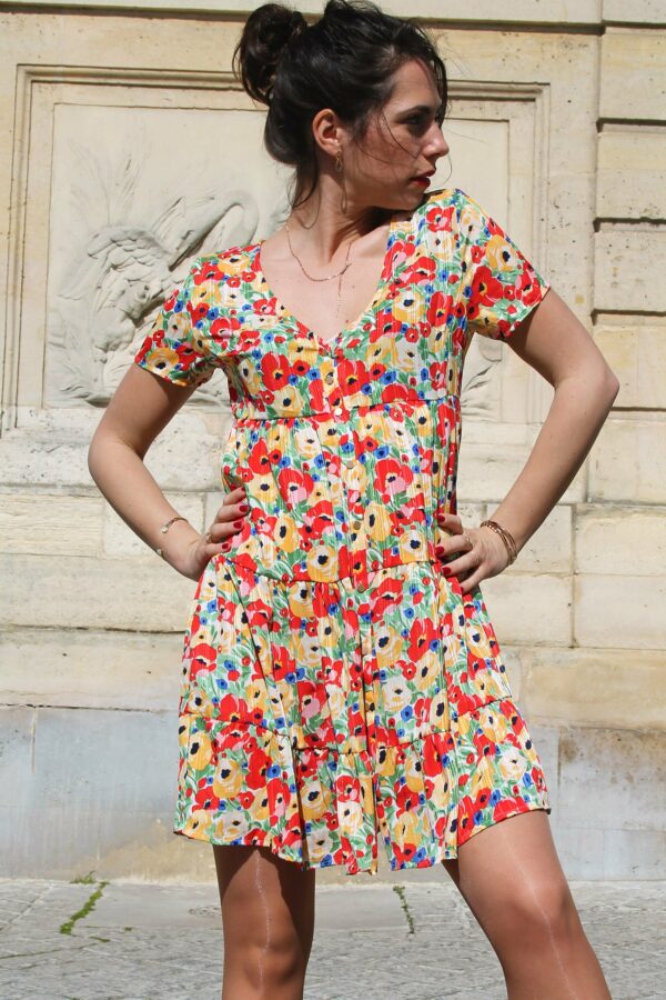 Absolème robe d'été babydoll à motif fleuri
