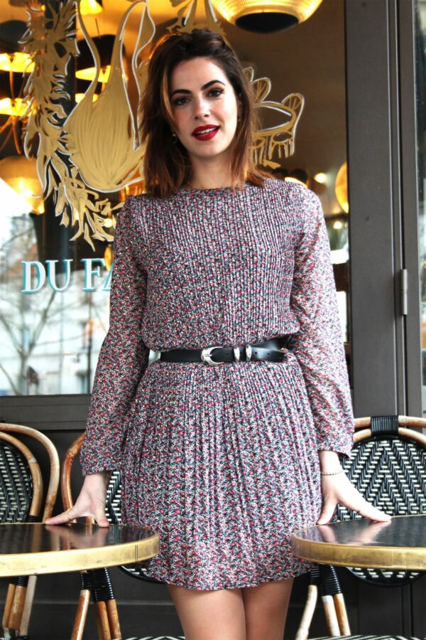 Absolème robe à fleurs plissée