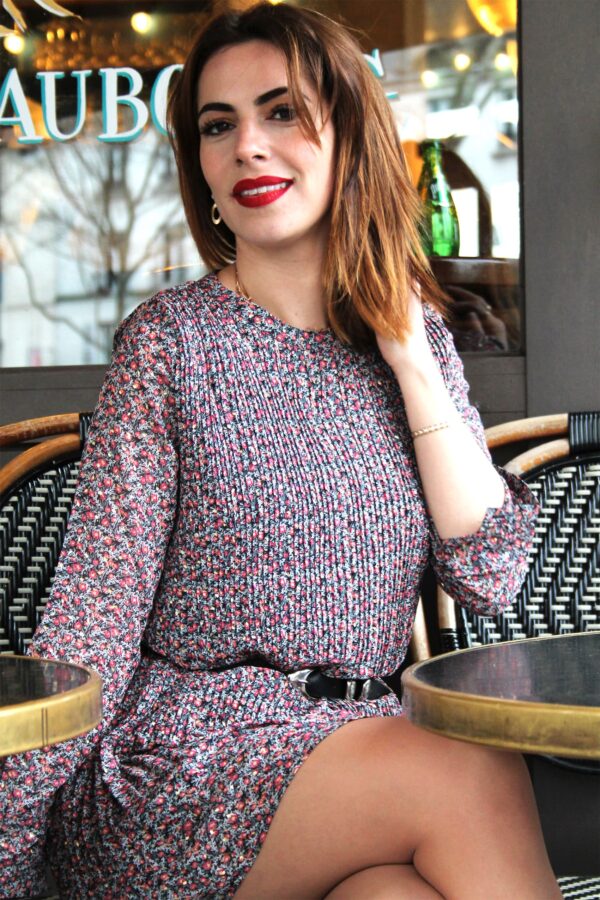 Absolème robe à fleurs plissée