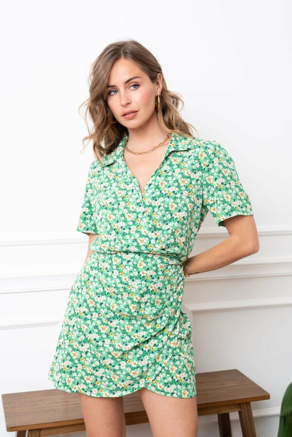 Absolème robe verte à imprimé fleuri
