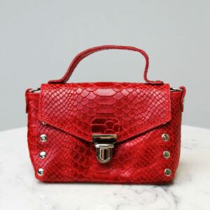 Absolème micro sac à main en cuir rouge serpent