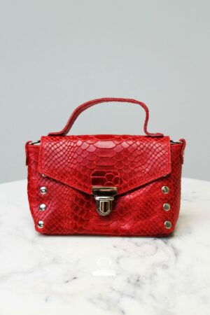 Absolème micro sac à main en cuir rouge serpent