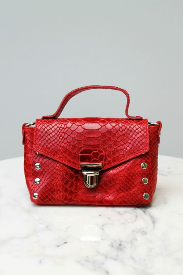 Absolème micro sac à main en cuir rouge serpent