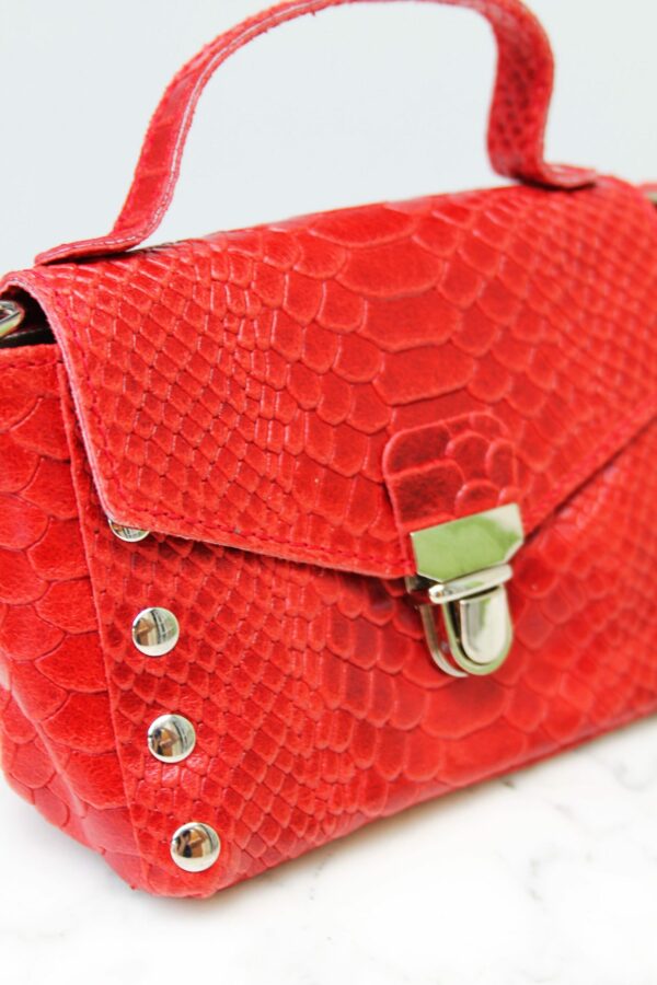 Absolème micro sac à main en cuir rouge serpent