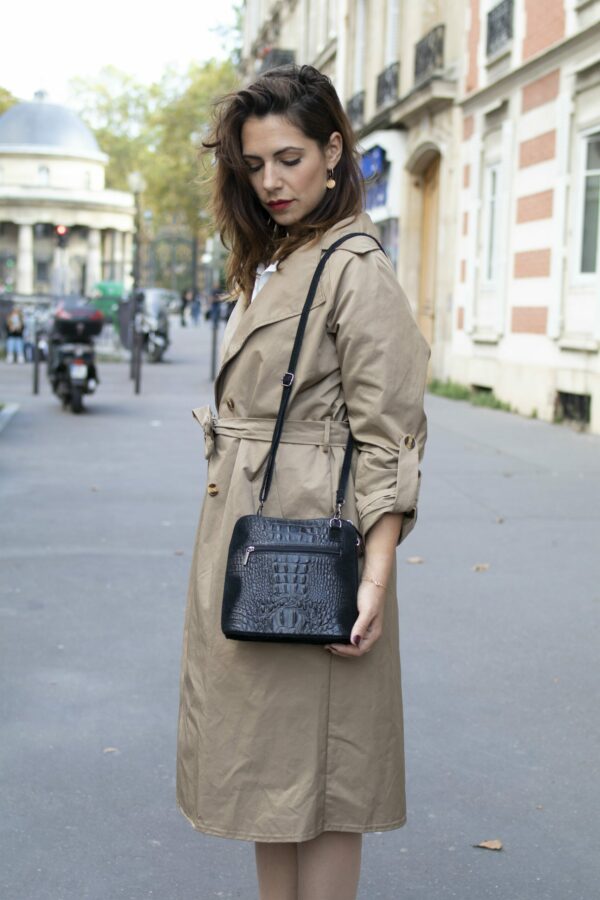 Absolème sac à main en cuir noir vintage