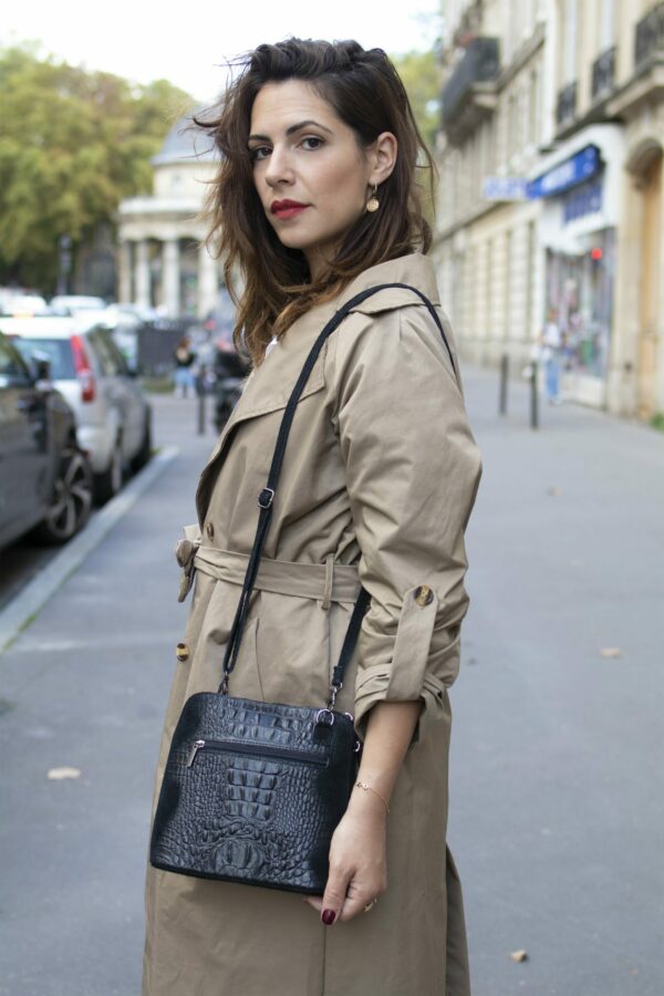 Absolème sac à main en cuir noir vintage