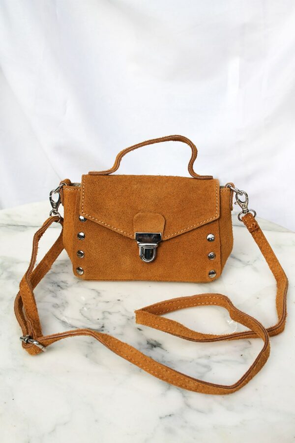 Absolème micro sac à main en suédine camel