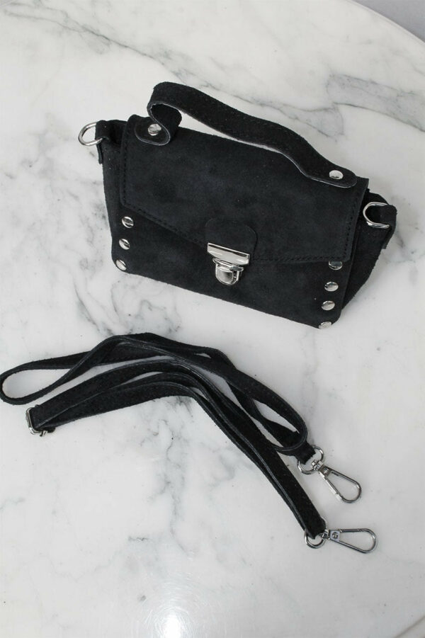 Absolème micro sac à main en cuir suédine noire