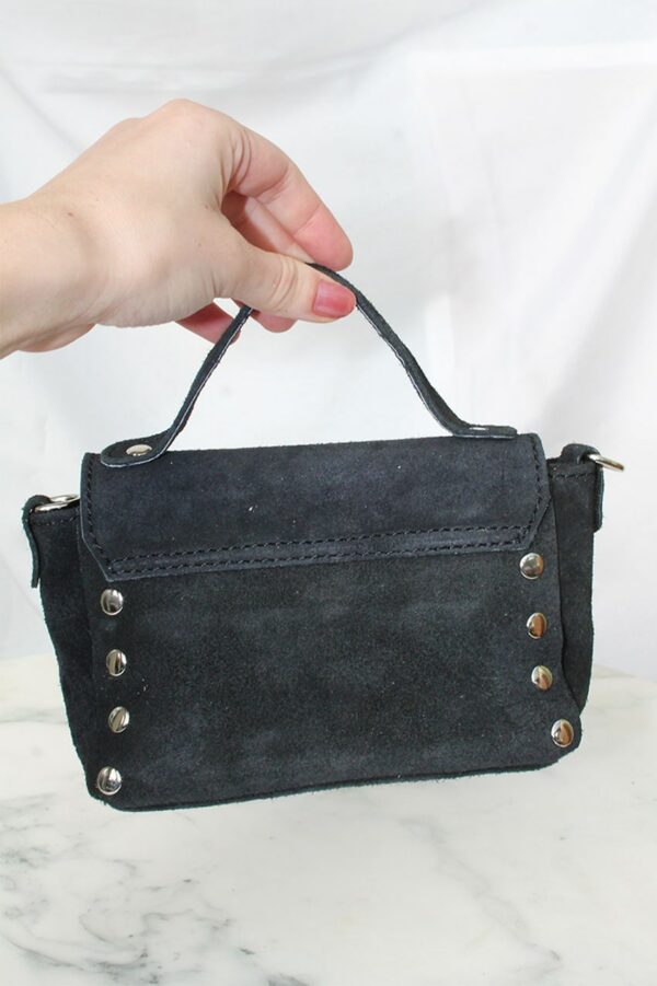 Absolème micro sac à main en cuir suédine noire