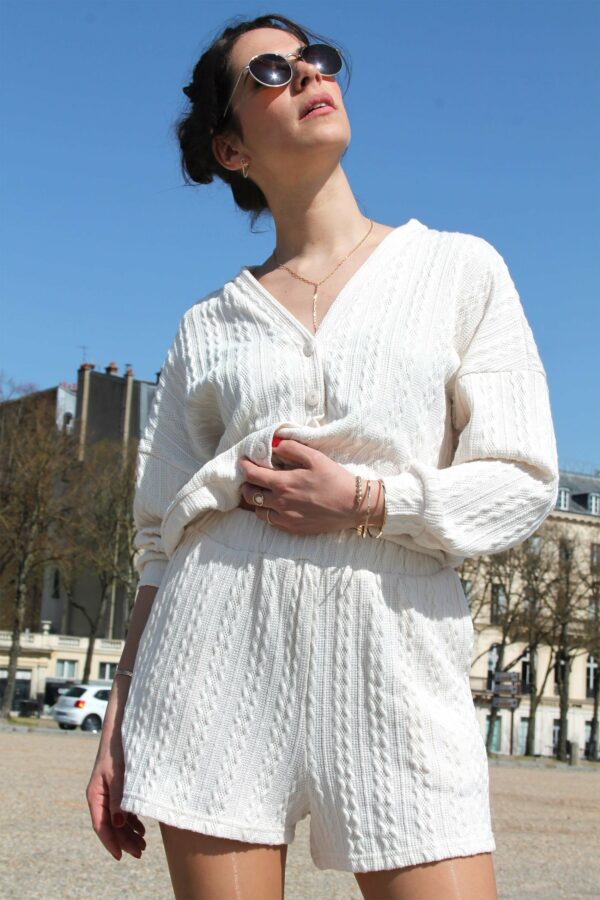 Absolème short coordonné en maille beige