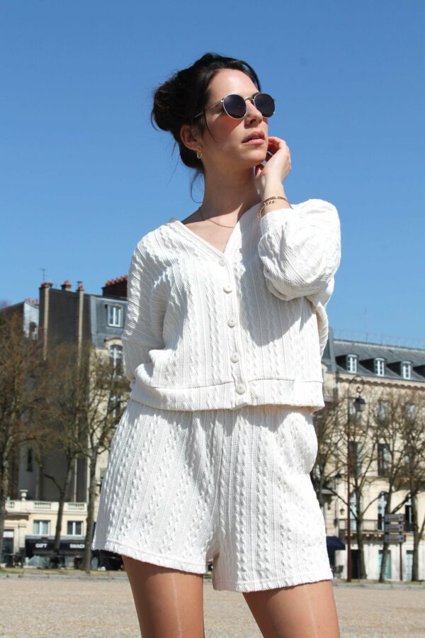 Absolème short coordonné en maille beige