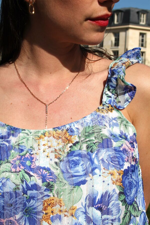 Absolème top dos-nu à motif fleuri bleu