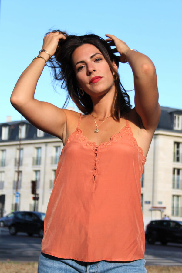 Absolème top caraco terracotta brodé
