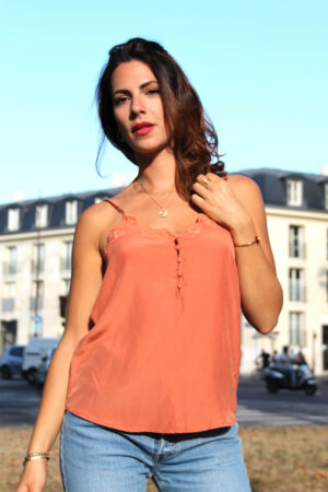 Absolème top caraco terracotta brodé