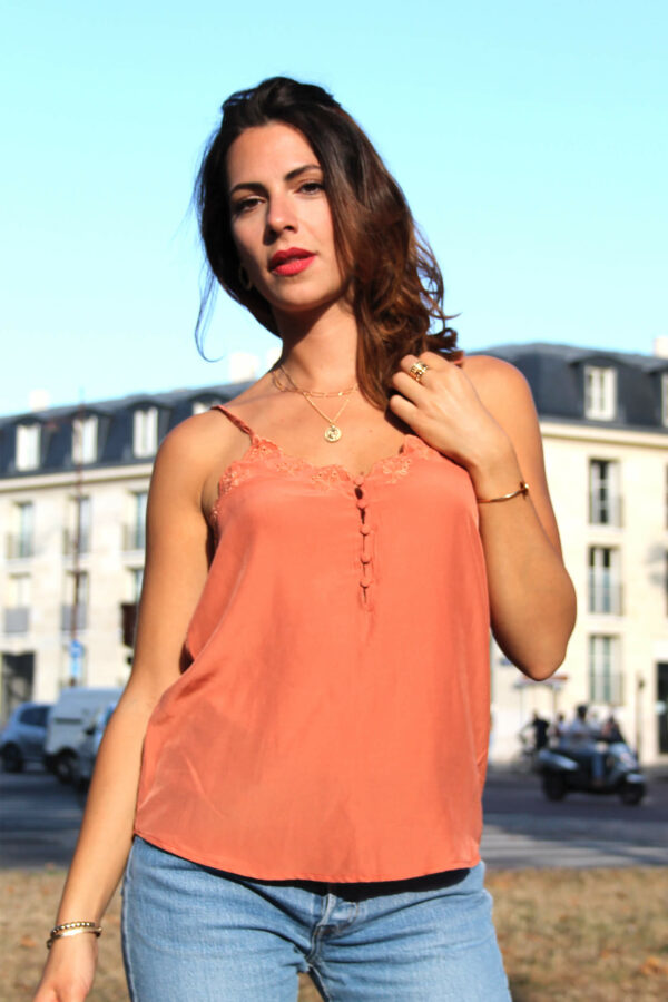 Absolème top caraco terracotta brodé