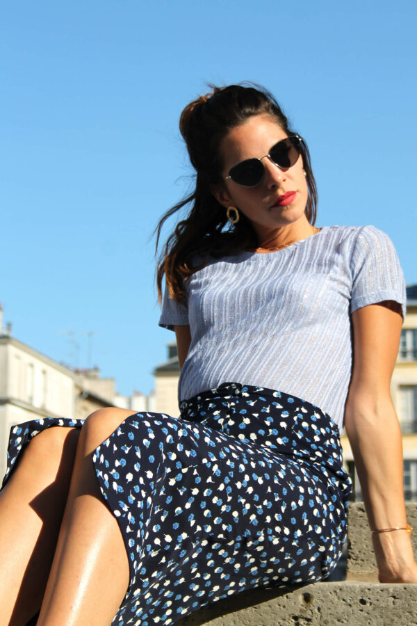 Absolème top bleu tendance en lurex