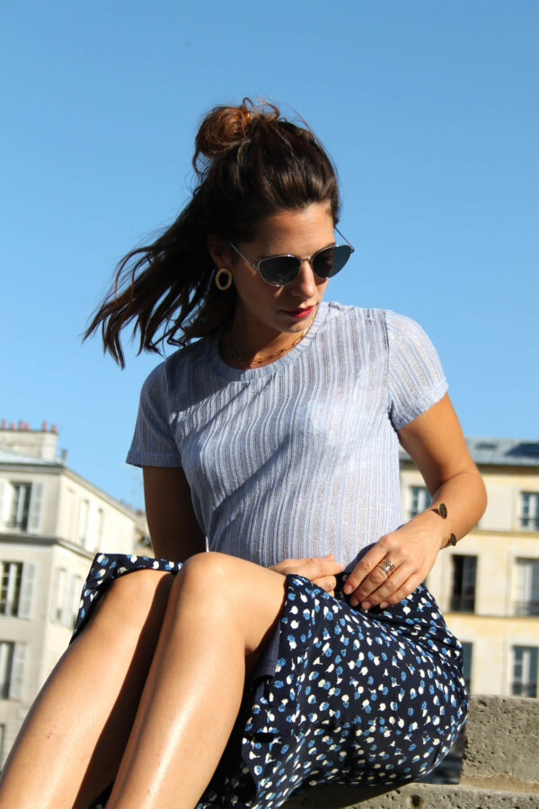 Absolème top bleu tendance en lurex
