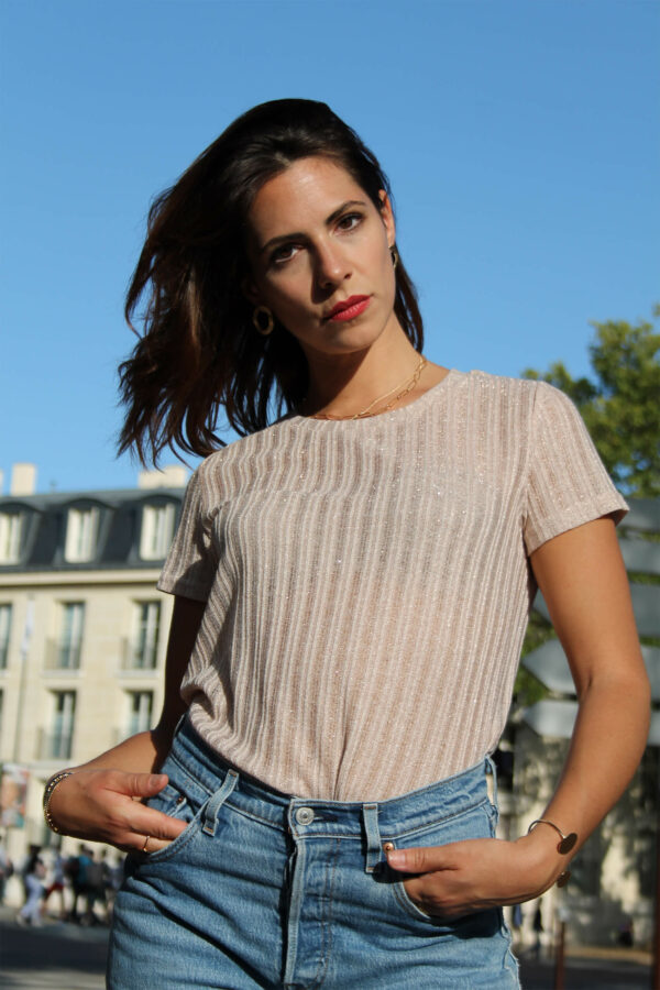 Absolème top rose tendance en lurex