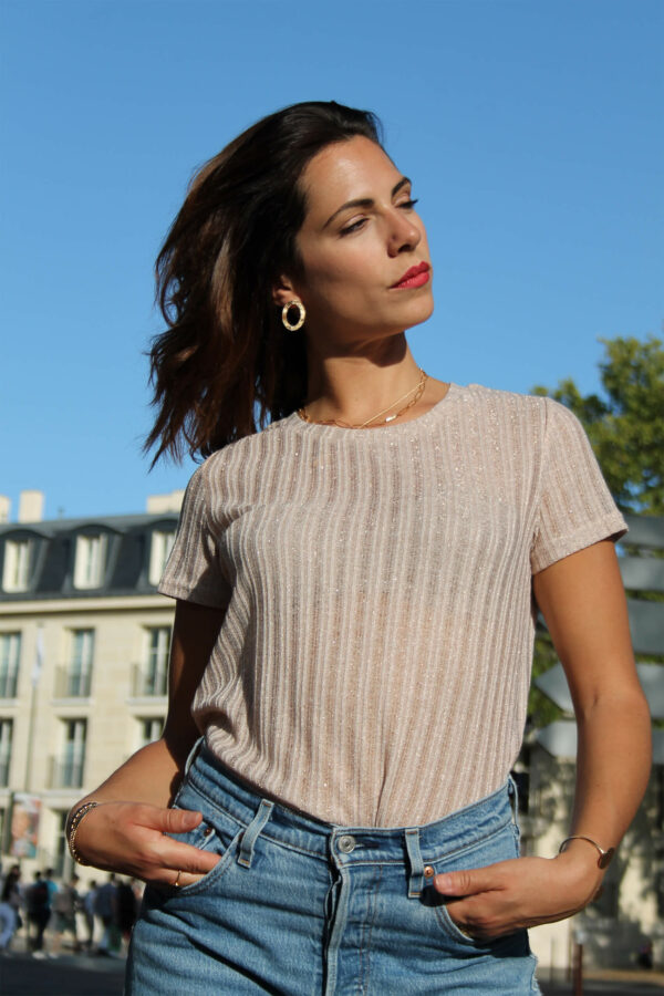 Absolème top rose tendance en lurex