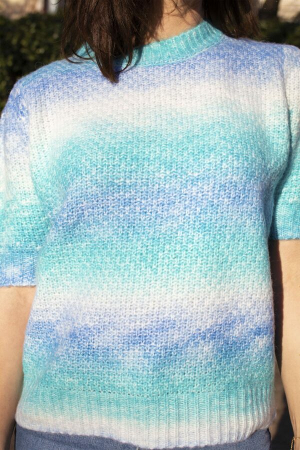 Absolème top en maille tie and dye bleu