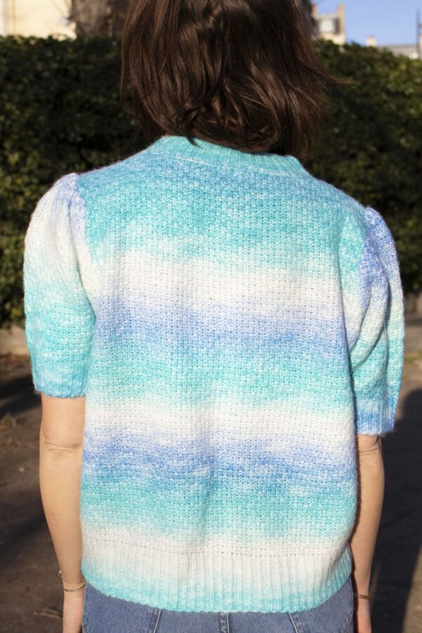 Absolème top en maille tie and dye bleu