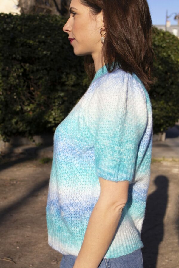 Absolème top en maille tie and dye bleu