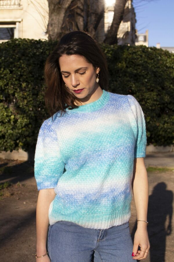 Absolème top en maille tie and dye bleu