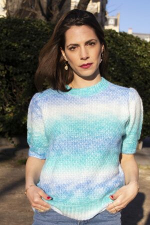 Absolème top en maille tie and dye bleu