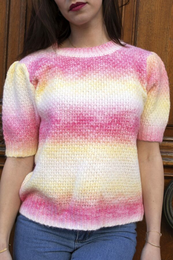 Absolème top en maille tie and dye rose
