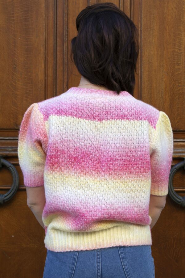 Absolème top en maille tie and dye rose