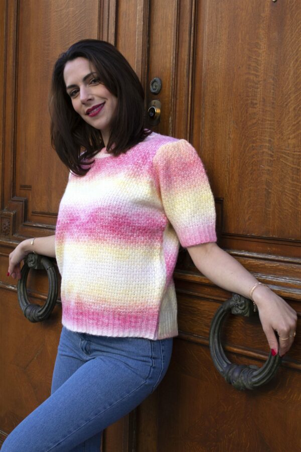 Absolème top en maille tie and dye rose