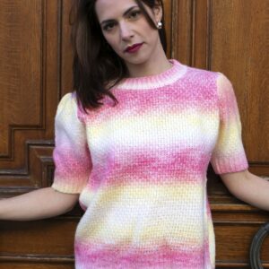Absolème top en maille tie and dye rose