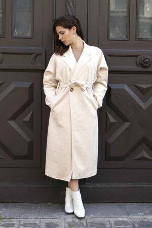 Absolème trench en suédine blanc cassé