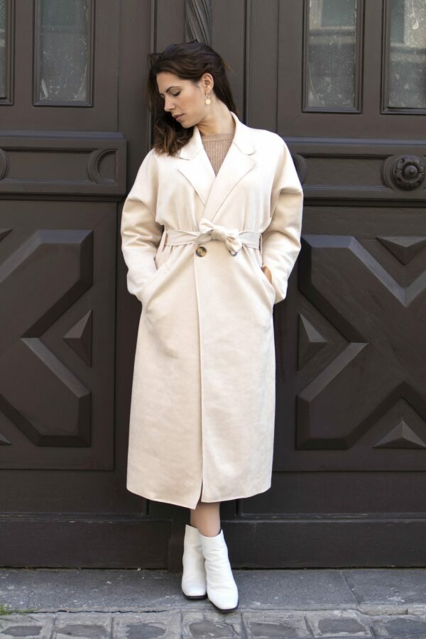 Absolème trench en suédine blanc cassé