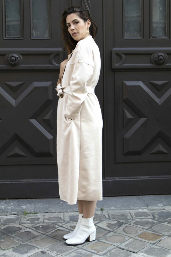 Absolème trench en suédine blanc cassé