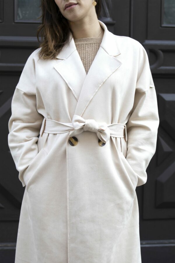 Absolème trench en suédine blanc cassé