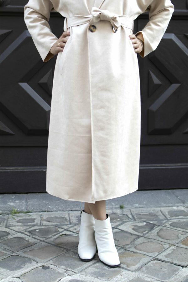 Absolème trench en suédine blanc cassé