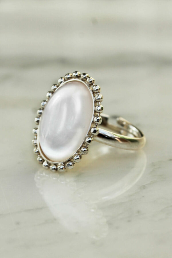 Bague Fine argent 925 Pierres Naturelles Nacre