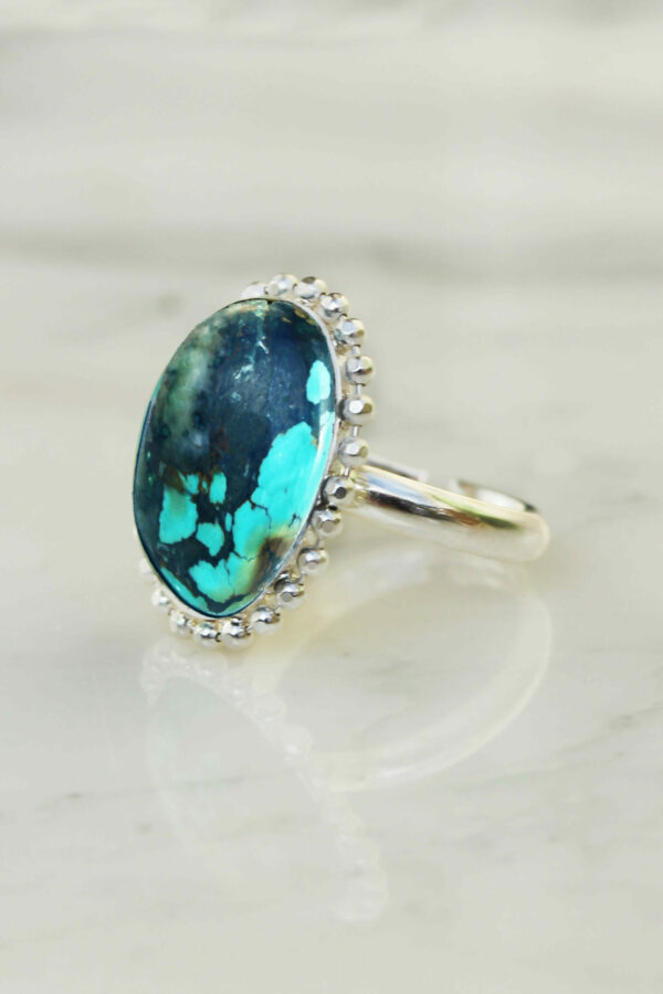 Bague Argent 925 Pierres Fines Turquoise