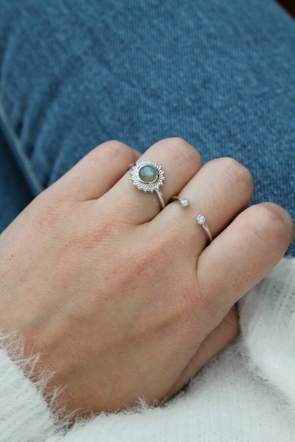 Bague fine pierre labradorite Argent 925