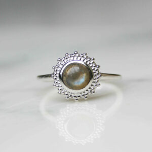 Bague fine pierre labradorite Argent 925