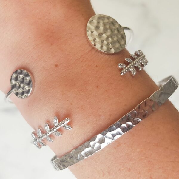 Bracelet ouvert argent 925 martelé