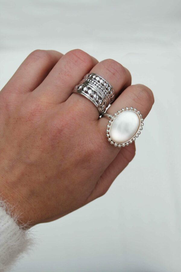Bague Fine argent 925 Pierres Naturelles Nacre