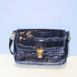 Absolème sac à main cuir vintage bleu marine